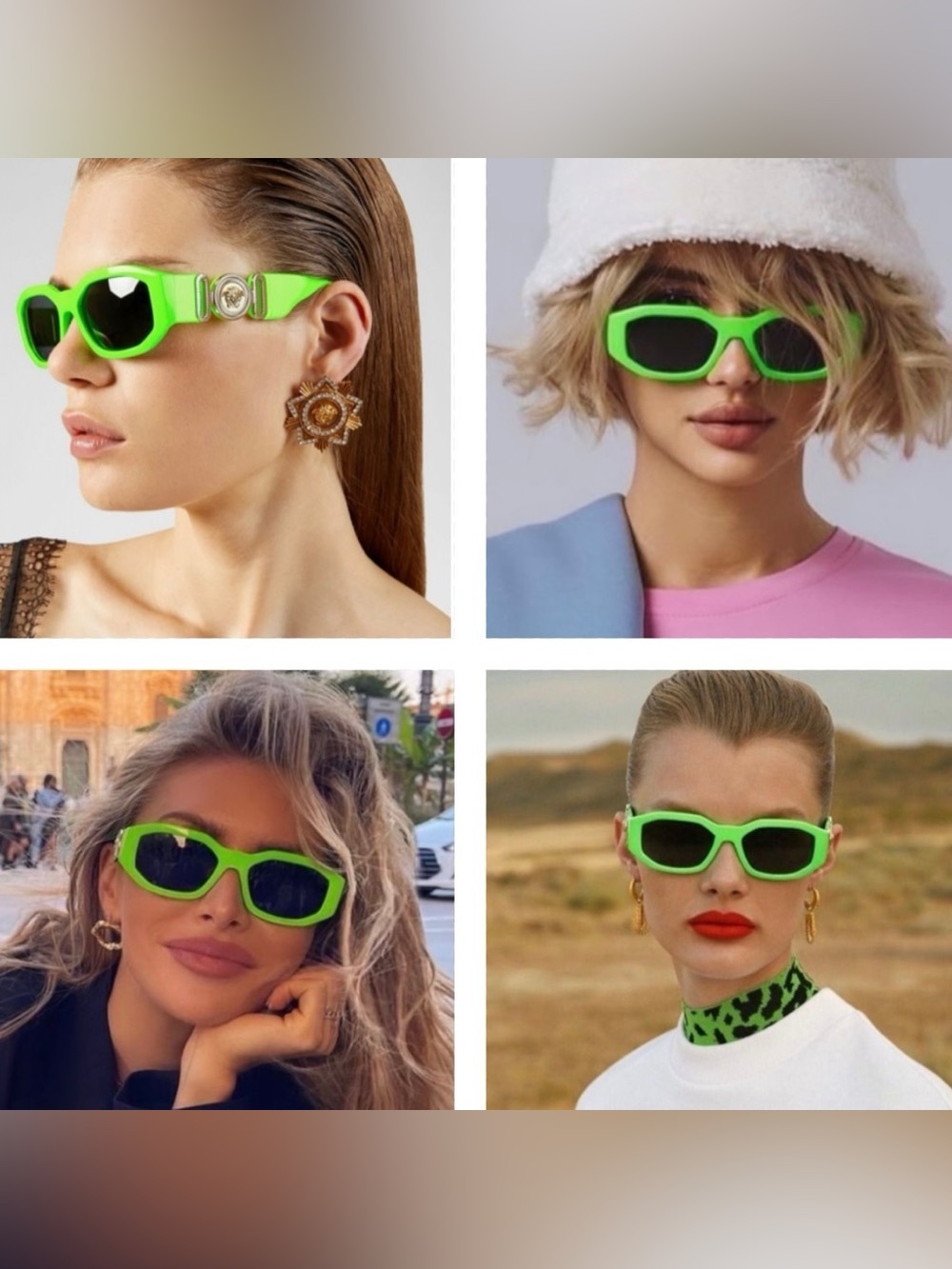 NWT Versace Green Fluo Medusa Biggie Sunglasses Full Inclusion